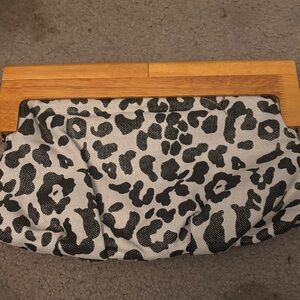 Vici Black and White Leopard Print Clutch